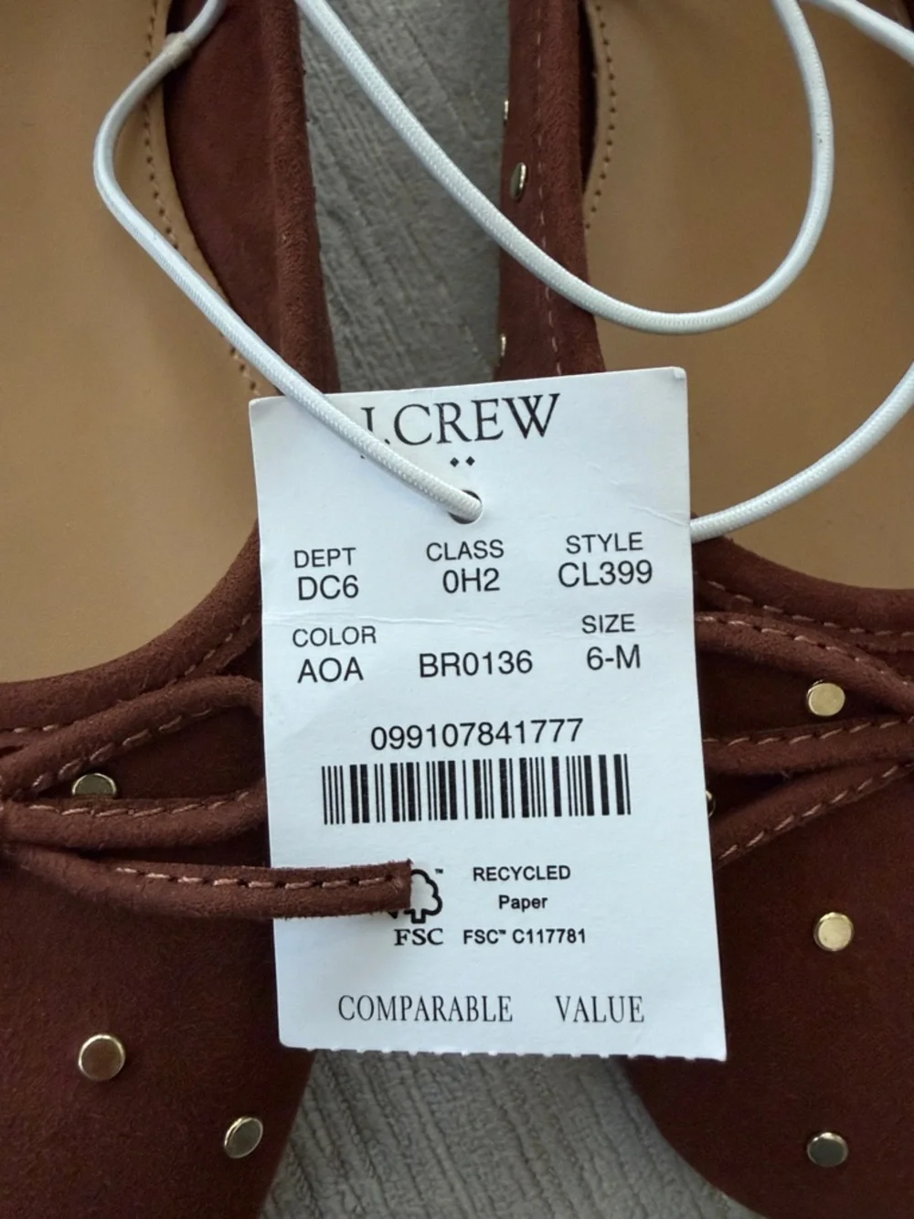 J.Crew Factory Studded Suede Ballet Flats Size 6 Rust Brown CL399 NWT